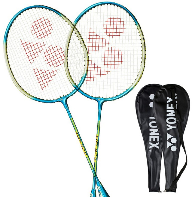 요넥스 배드민턴 라켓 세트 블루 입문자용 케이스 포함, 2세트