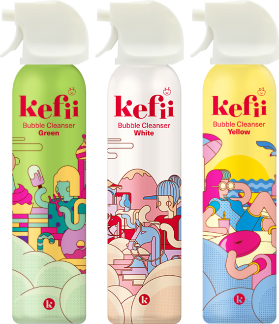케피 유아 버블클렌저 그린+화이트+옐로우, 3개, 200ml
