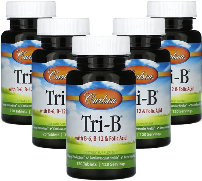 칼슨 Tri-B B-6 B-12 및 엽산 함유, 5개, 120정 - 쿠팡
