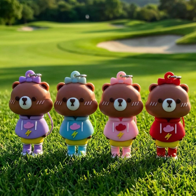곰돌이 캐릭터 골프티걸이 4종 세트 분실방지 티홀더 라운딩 용품, 1개, 혼합