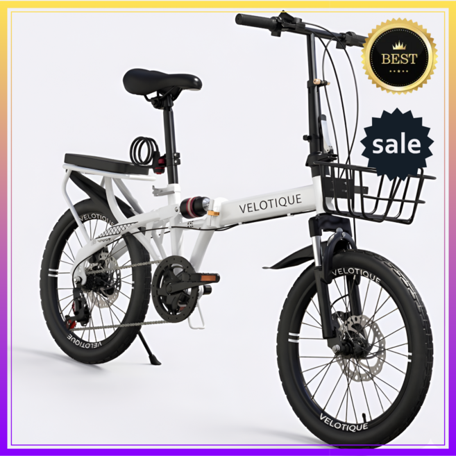 [벨로티크] 접이식 미니벨로 자전거 20인치 7단 가벼운 완제품, 1개, 150cm, 20인치 블랙 (7단)
