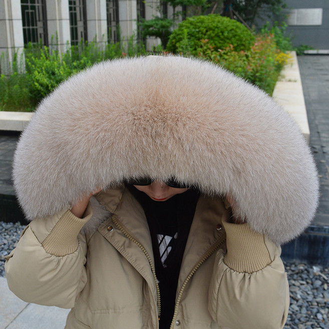 리얼 천연 폭스 실버 폭스퍼 모자털 패딩 교체 퍼리폼 목도리