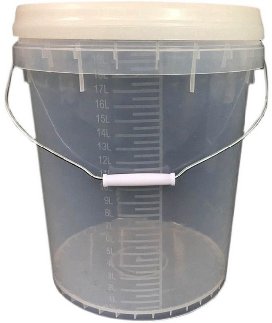 눈금 양동이 대용량 버킷 20L 소독 용기 밀폐형 소독용 투명, 20L 투명 버킷