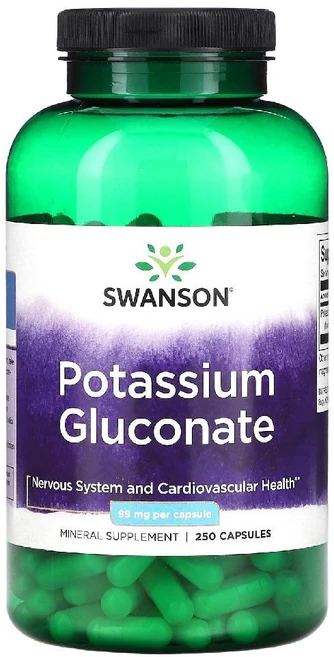 Swanson 글루콘산 칼륨 99mg Potassium Gluconate, 1개, 250캡슐 - 쿠팡