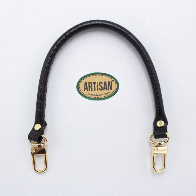 미니 가죽핸들 (금장) 2901 시리즈 토트백 가죽가방 금장고리형 국내제작 가죽 숏핸들 탑핸들 가방스트랩 손잡이끈, 1개, 악어블랙 (금장고리)