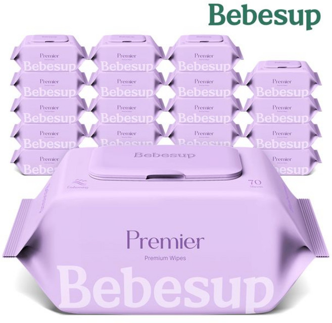 베베숲 프리미어 물티슈 캡형, 70g, 70매, 20개