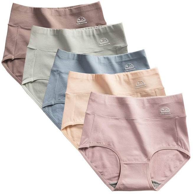 5매입 **여성 순면** 하이웨이스트 팬티 - 착용감 최고! 일상 속 섹시한 란제리 속옷