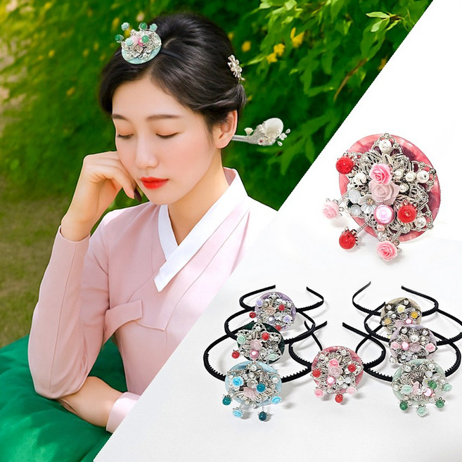 해빛 떨잠 배씨 머리밴드 가채장식 비녀 뒤꽂이 한복헤어장식