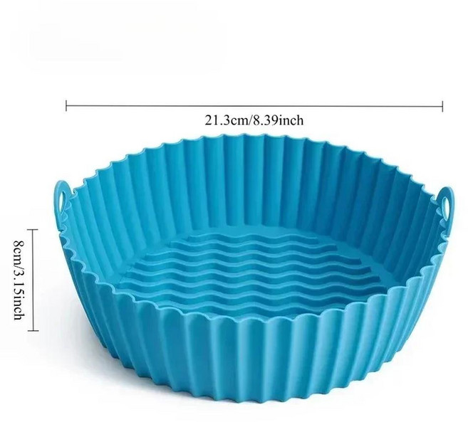 실리콘 에어프라이어 라이너 팟 식품 오븐 주방, 색상: 2. blue L / 크기: A. 1pc