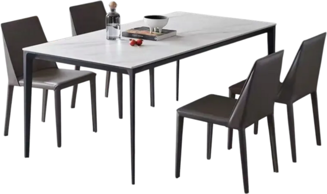마르벤가구 세라믹 식탁 의자 세트 포세린 4인용 6인 대리석 인테리어 거실 다이닝 테이블, 블랙 의자 4개 포함, 1200 x 700, 무광 블랙