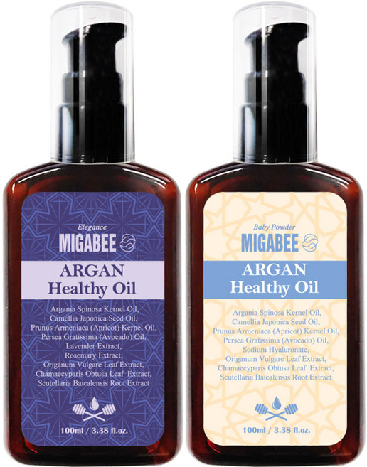미가비 아르간오일 헤어에센스 케라틴/식물성단백질/머릿결/향기 2개, 엘레강스, 베이비파우더, 100ml
