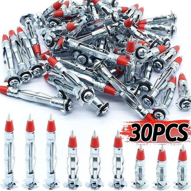 빨간색 지적 리벳 목공 볼트 세트 아연 도금 강철 벽 구동 앵커 크로스 나사 금속 패스너, 59mm, 10PCS, 1개