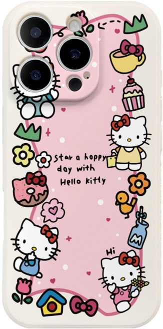 핑크 플라워 키티 아이폰 갤럭시 폰케이스