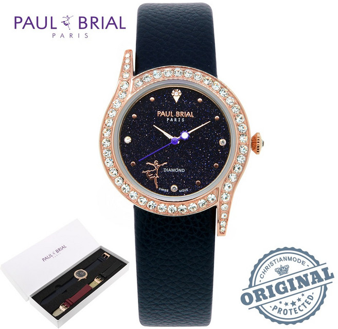 폴브리알 [백화점 정품] 라 로셸 PB8015RBBK 여성 사금석 가죽시계+정품쇼퍼백 증정