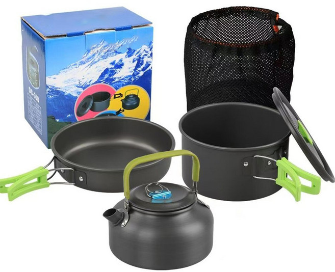 야외 냄비 3종2-3인용 다용도 캠핑 코펠세트, 1개, 오렌지