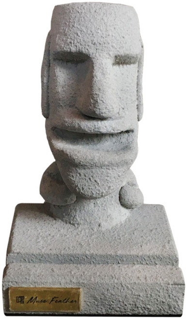 曙MUSE摩艾微笑水泥名片架 原創手作造型手機架 杯墊架 辦公室擴香石, 灰, 1個