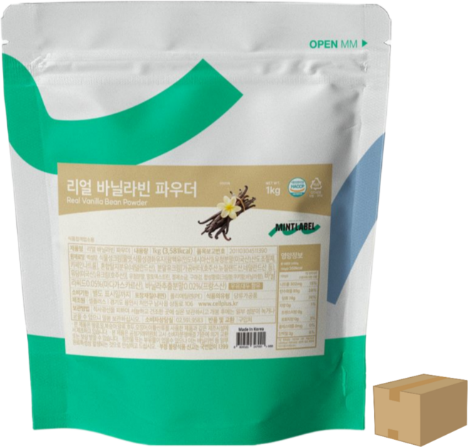 민트라벨 리얼 바닐라빈 파우더 | 천연 바닐라 파우더 라떼 스무디, 12개, 1kg, 1개입