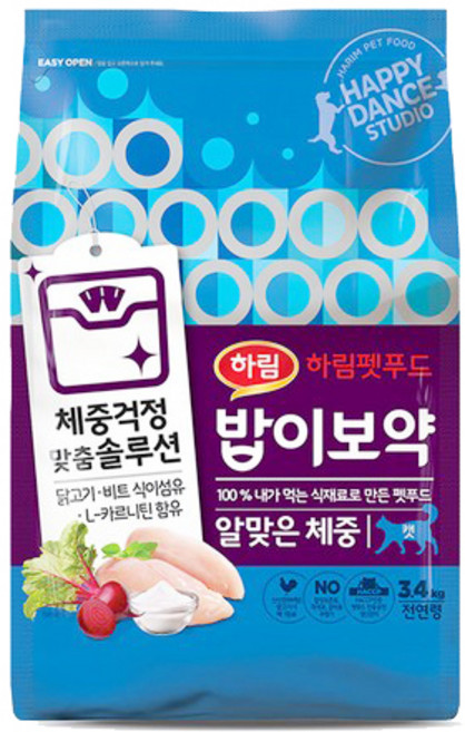 하림펫푸드밥이보약 고양이 기능성 사료, 다이어트(체중유지), 3.4kg, 1개