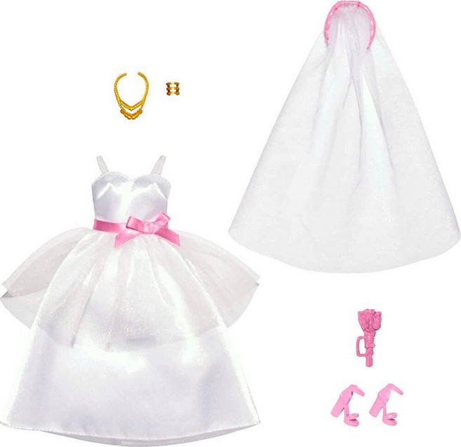 Barbie 인형용 의류 세트 패션 및 액세서리 팩 웨딩 드레스 베일 부케 신발 주얼리가 있는 신부 테마 382552, 모던