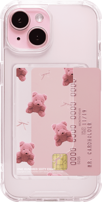 168cm 카드수납 투명 범퍼케이스 러블리 핑크베어