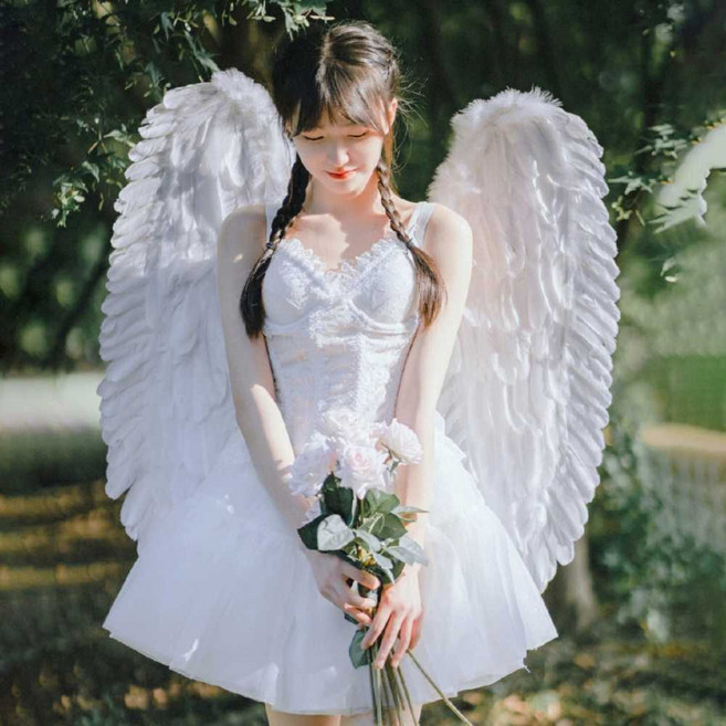 파티소품 천사날개 무대 파티 할로윈 공연 포토존, 화이트 대형 아래로 날개 1.6m