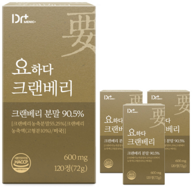 [정품] 요하다 크랜베리 요-C35 케어 식약청인증 해썹, 4개, 120정