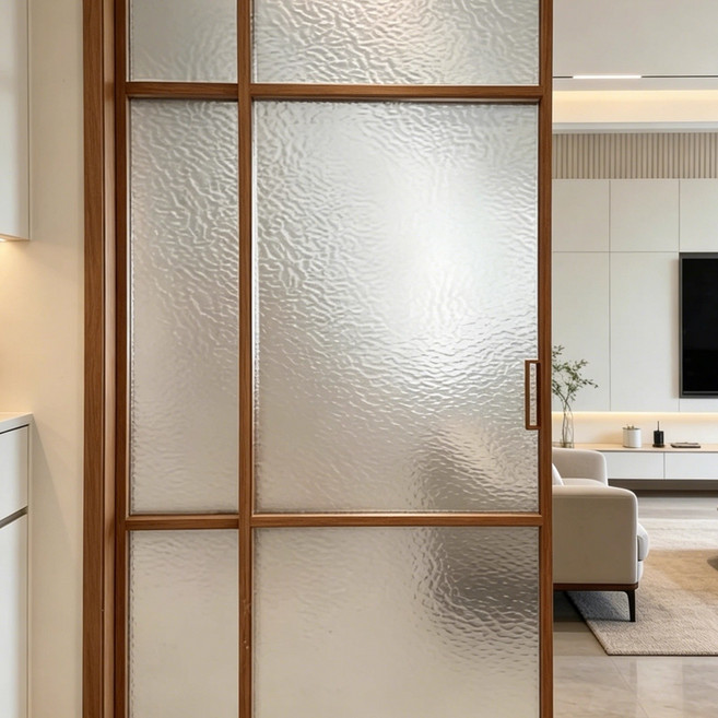 샤일리 물결무늬 패턴 무점착 창문 시트지, 입체아쿠아