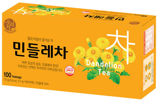 우리차 송원 깔끔하고 개운한 맛 민들레차 티백, 700mg, 1개입, 100개