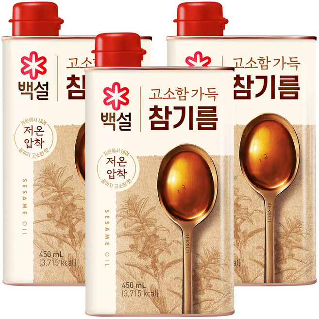 백설 진한참기름, 450ml, 3개