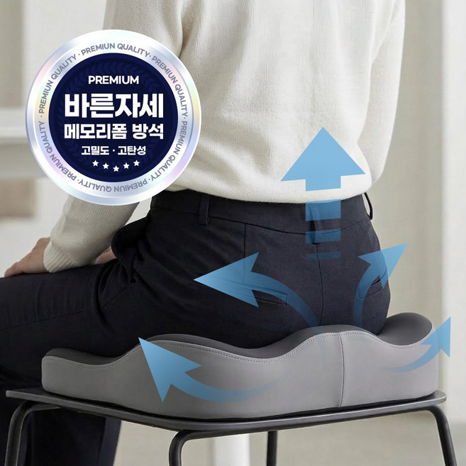 두즐스 자세교정 고밀도 3D 메모리폼 쿠션 치질방석, 에어로 그레이