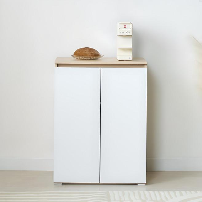 제우스가구 국내제작 심플 LPM양 문 800 수납장, 매플화이트