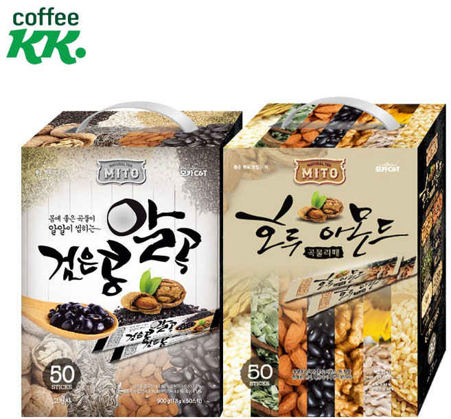 검은콩 알곡 50T + 호두 아몬드 곡물라떼 곡물차, 100개, 50개입