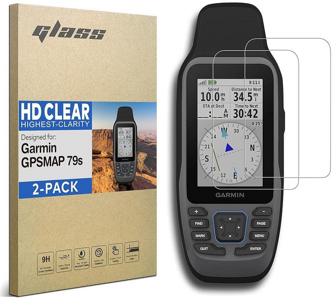 INNOSURE [2팩] Garmin GPSMAP 79s 휴대용 내비게이터 3인치 터치 스크린 긁힘 방지/지문 프린트용 프리미엄 강화 유리 액정보호필름 (HD 투명) 33072, INNOSURE [2팩] Garmin GPSMAP 79
