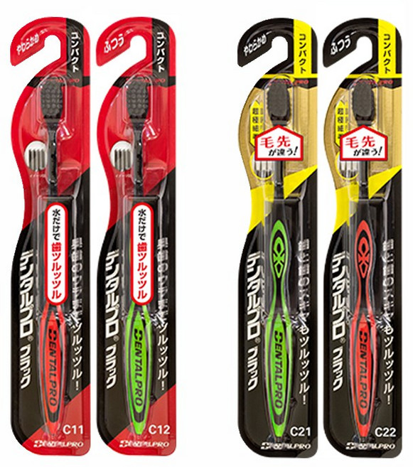 일본D.P/블랙시리즈 컴팩트 칫솔/초극세모/플랫모, 초극세모-C21(부드러운모-렌덤컬러), 1개