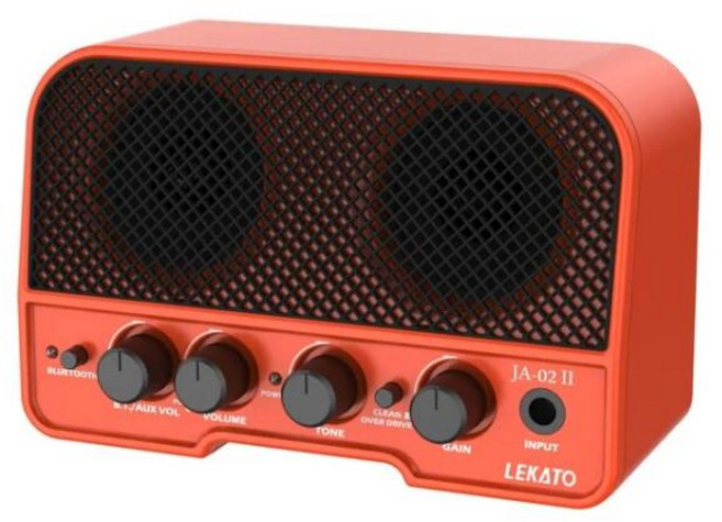 정시출고 LEKATO 미니 휴대용 어쿠스틱 기타 앰프 스피커 일반 및 밝은 듀얼 채널 5W, 01 orange, 01 orange, 1개