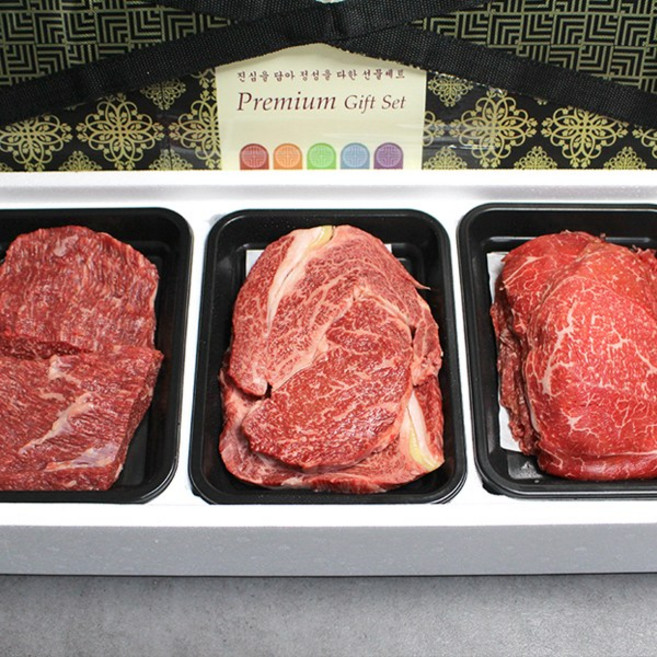 [한성가횡성한우]정품 횡성한우 프리미엄 선물세트 8호 1.2kg(불고기500g 국거리500g 등심200g), 1개
