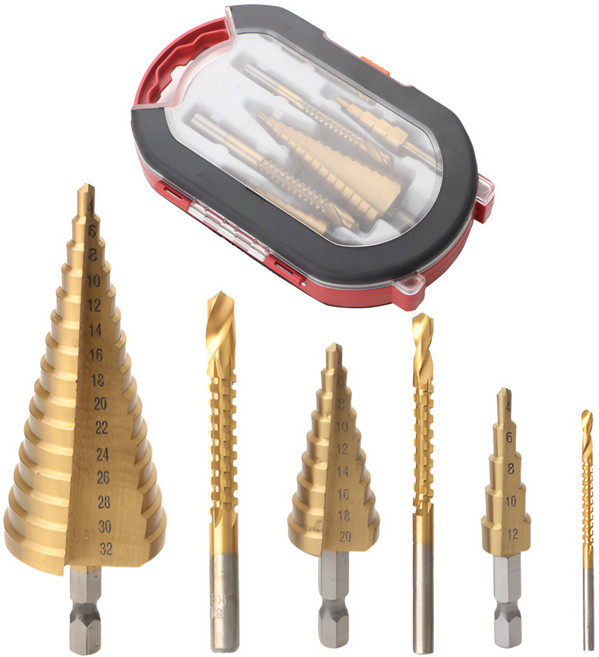 스텝드릴 6종 세트 홀쏘 천공 목공 드릴 비트, 1개