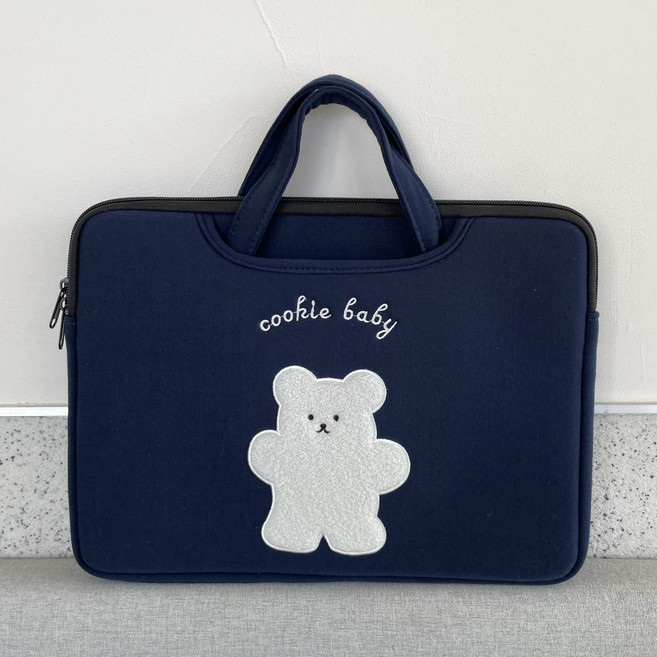쿠키 화이트 곰돌이 노트북가방 맥북가방, 1개