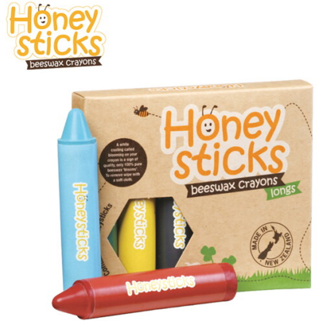 [허니스틱] 비즈왁스 크레용-롱 6색/아기크레용/유아크레파스/돌아기크레파스/손에 묻지않는 유아크레용