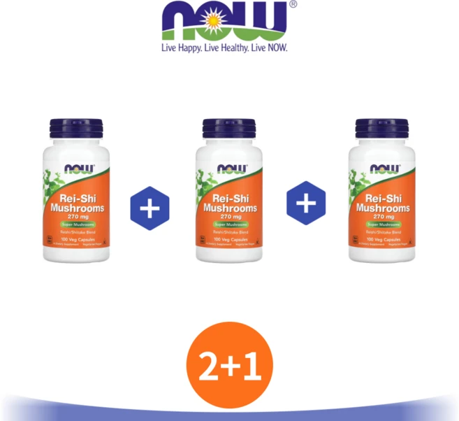 2+1 나우푸드 영지 버섯 270mg 100캡슐 Rei Shi 머쉬룸, 3통, 100정 - 쿠팡