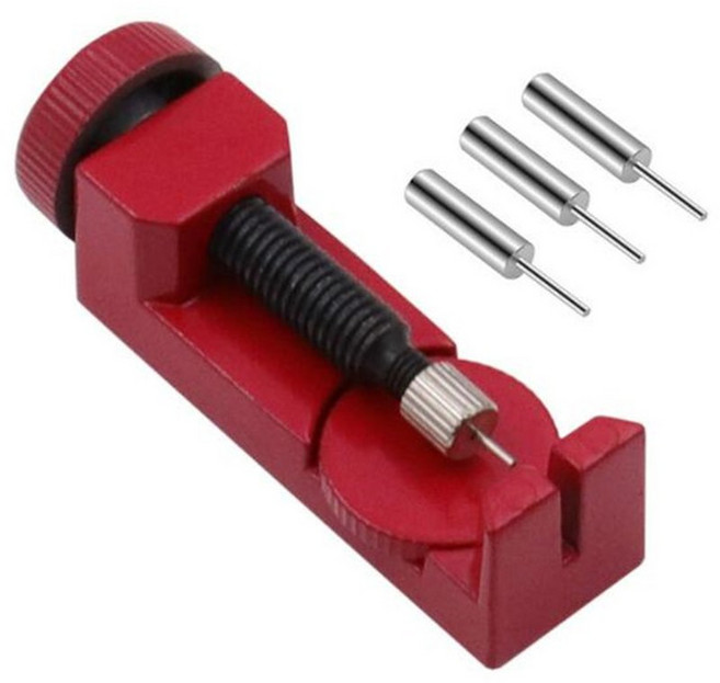 세트 추가 3개 리무버 밴드 도구 수리 키트 교체 포함 스트랩 링크 시계 스프링, 빨간, 1개