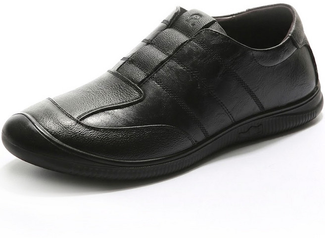 블랙무스탕 남성 가벼운 구두 소가죽 끈없는 밴딩 슬립온 엔틱밴드