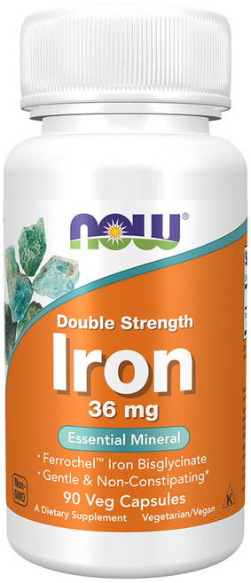 NOW 나우 철분 아이론 Iron 36mg 에센셜 미네랄 90정, 1개