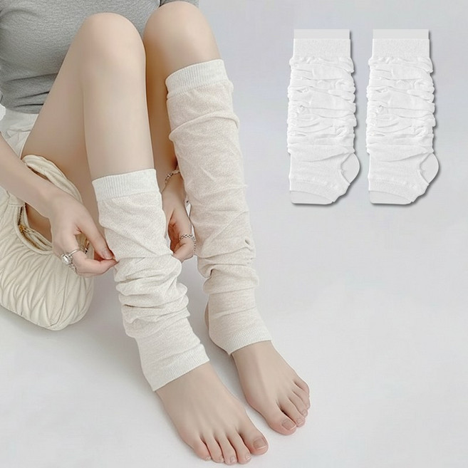 패션파트너 (2P / 2color) 여성용 시스루 오버 니삭스 양말 고리형 레그워머 발레코어 발토시