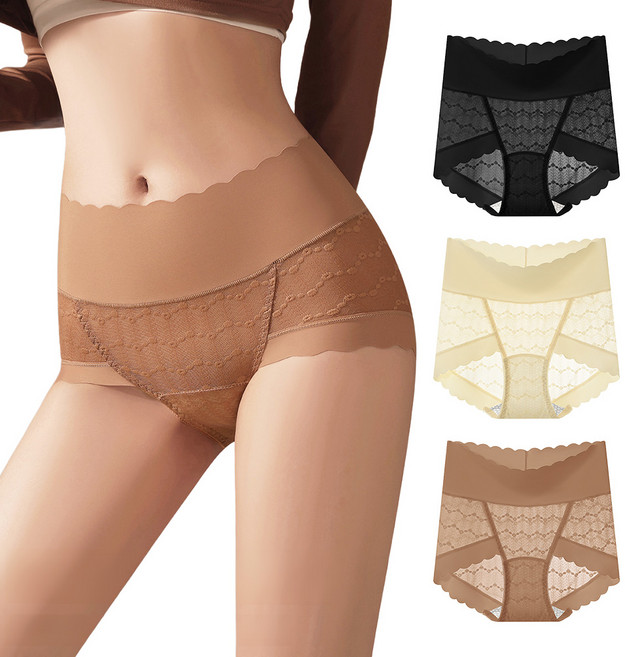 Veimia 베이미아 여성 하이웨스트 복부 팬티 레이스팬티 심리스 삼각팬티 1종/3종/5종