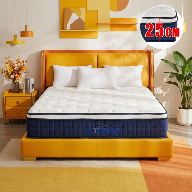 TAKETHAD 침대 매트리스 포켓스프링 싱글 바닥, 25cm, 미디엄