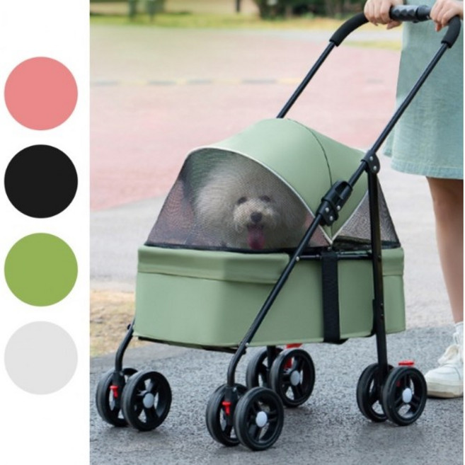 라일락 강아지 고양이 개모차 반려동물 캐리어 유모차, 도트스카이