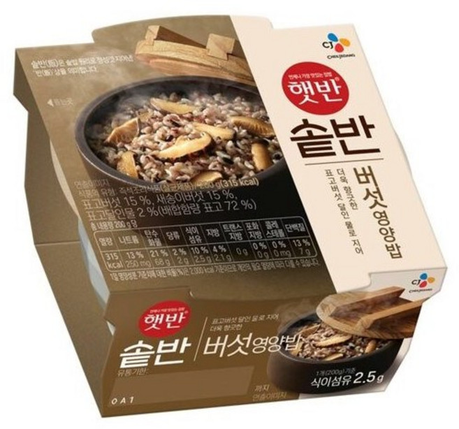 햇반 솥반 버섯 영양밥, 200g, 6개