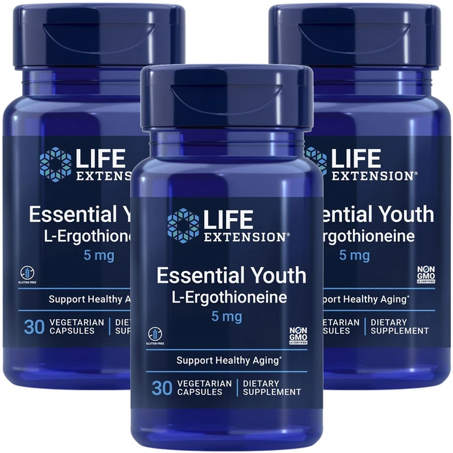 라이프익스텐션 에센셜 유스 L-에르고티오네인 5mg 베지테리언 캡슐, 3개, 30정 - 쿠팡