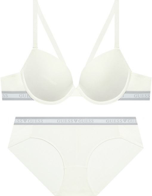 게스언더웨어 오리지널 로고밴딩 아이보리 브라 팬티 세트